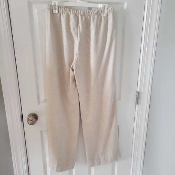 BR Elastic Waist Beige Linen-Blend Trousers W Drawstring & Pleated Front -S - Picture 6 of 9